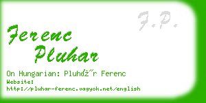 ferenc pluhar business card